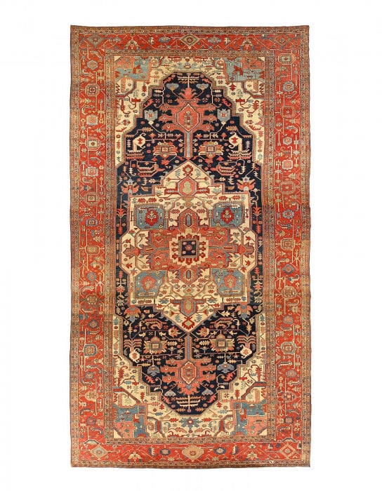 Persian Hand Knotted Antique Serapi 11'7'' X 22'': Persian Hand Knotted Antique Serapi 11'7'' X 22'' - circa 1880, Serapi, Hand-Knotted, Lamb's Wool, 300 -D10794- 862.This item is part of our fine auction collection which includes many fine home