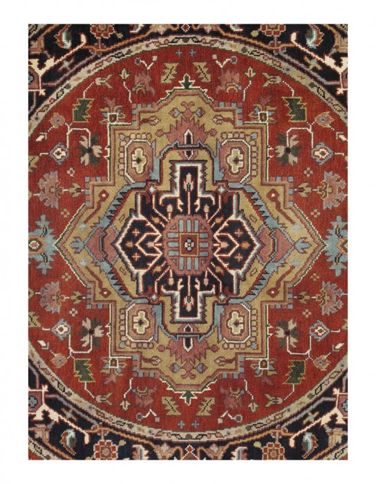 Rust Fine Hand-Knotted Round Serapi Design 6'x 6' - 2