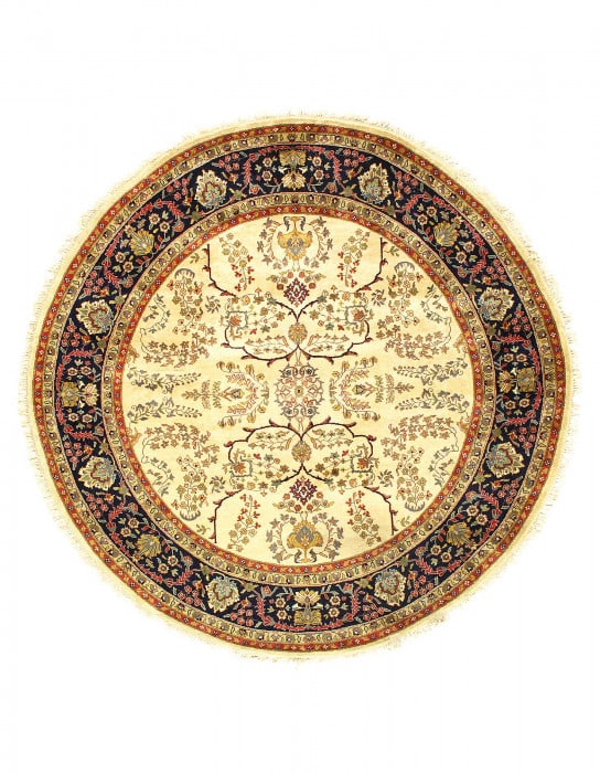 Red Fine Hand Knotted Sarouk Round rug 7'x 7' (1 of 3)