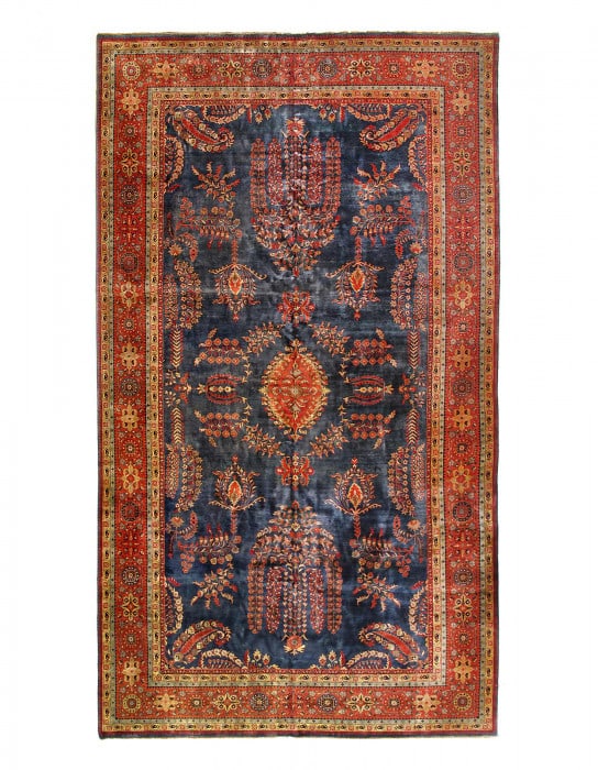 Navy Blue Fine Hand Knotted sarouk mohajran Design 10' X 17' (1 of 9)