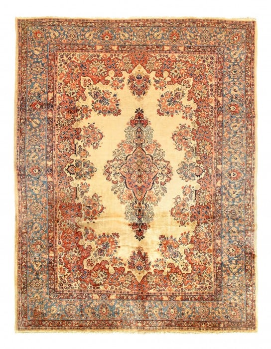 Ivory Persian Antique Sarouk rug 8'8'' X 11'9'' (1 of 4)
