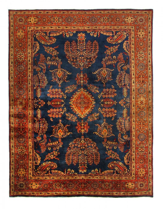 Navy Blue Fine Hand Knotted Persian sarouk Design 9'X 12' (1 of 3)