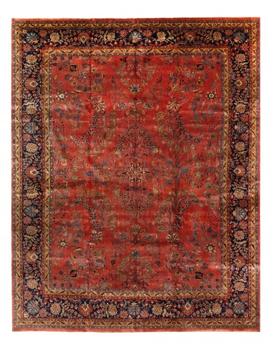 Rust Fine Hand-Knotted Sarouk Rug 12'5'' X 15'2'' (1 of 9)