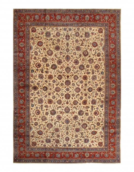 Ivory Fine Hand Knotted Persian Sarouk Rug 13'6'' X 19'1'' (1 of 3)