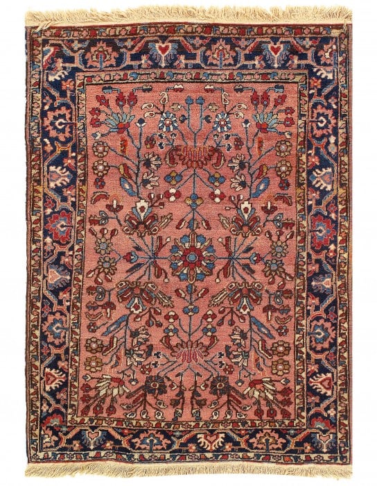 Rose Color Fine Hand knotted Antique Sarouk Mohajeran 3'5'' X 4'11'' (1 of 3)