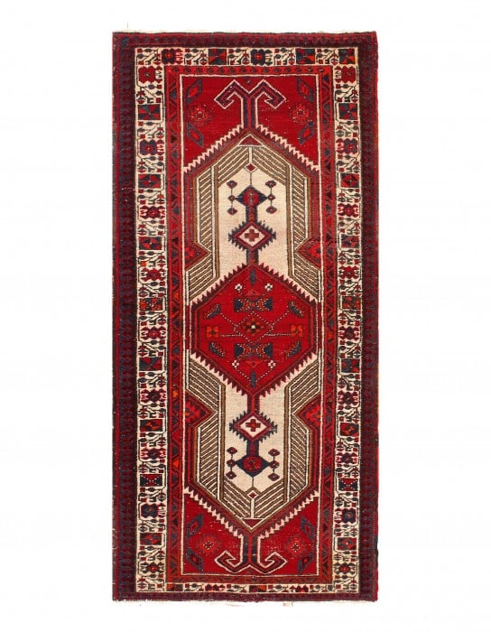Vintage Red Persian Hand Knotted Saravand 3'3'' X 6'11'' (1 of 3)