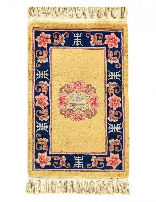 Gold color Fine Hand Knotted Chinese Peking 2'x 3'2": Gold color Fine Hand Knotted Chinese Peking 2'x 3'2" - CIRCA 1950, Peking, Hand-Knotted, Lamb's Wool, 300 -50666- 862.This item is part of our fine auction collection which includes many fine home acc
