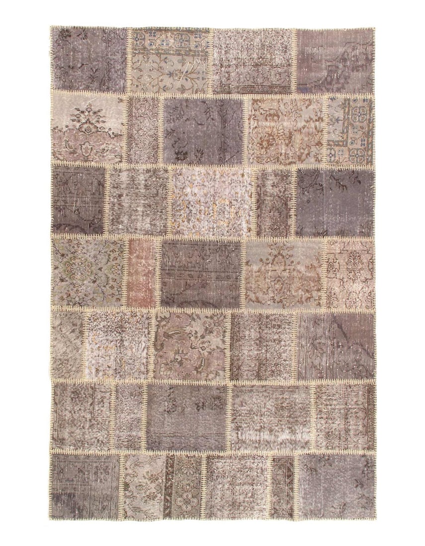 Gray color hand knotted Turkish Patch work 5'11'' X 9'2'': Gray color hand knotted Turkish Patch work 5'11'' X 9'2'' - 1980s, Patchwork, Hand-Knotted, Lamb's Wool, 300 -D07074- 862.This item is part of our fine auction collection which includes many fine home