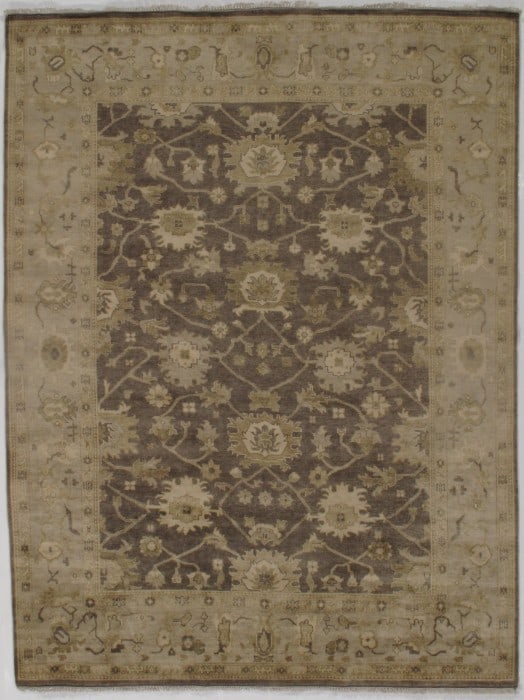 Light Brown Fine Oushak 9' X 12': Light Brown Fine Oushak 9' X 12' - New, Oushak, Hand-Knotted, Lamb's Wool, 300 -D09021- 862.This item is part of our fine auction collection which includes many fine home accessories including antique