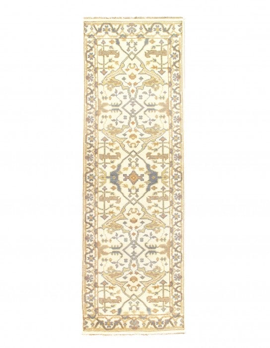 Ivory Fine Hand Knotted Oushak Runner 2'6'' X 8' (1 of 4)