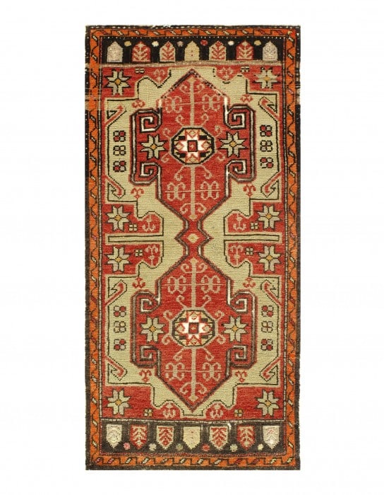 Antique Turkish Oushak 1'7'' X 3'6'' (1 of 3)