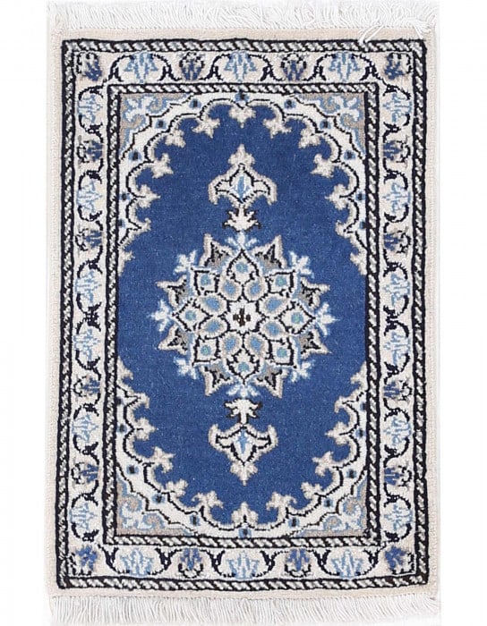 Light Blue Hand knotted Persian Nain 1'3'' X 1'11'': Light Blue Hand knotted Persian Nain 1'3'' X 1'11'' - New, Nain, Hand-Knotted, Lamb's Wool, 300 -D13309- 862.This item is part of our fine auction collection which includes many fine home accessories