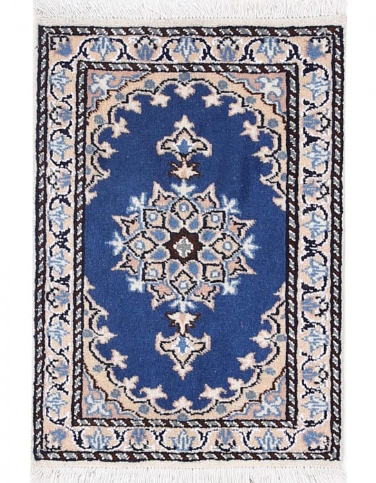 Light Blue Hand knotted Persian Nain 1'4'' X 1'11'' (1 of 2)