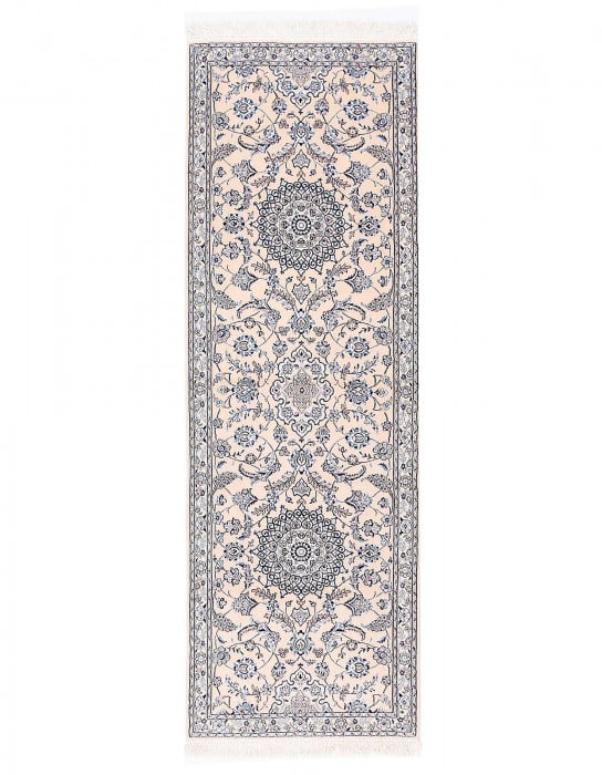 Fine Hand knotted silk & wool Persian Nain runner 3' X 9'9'' (1 of 4)