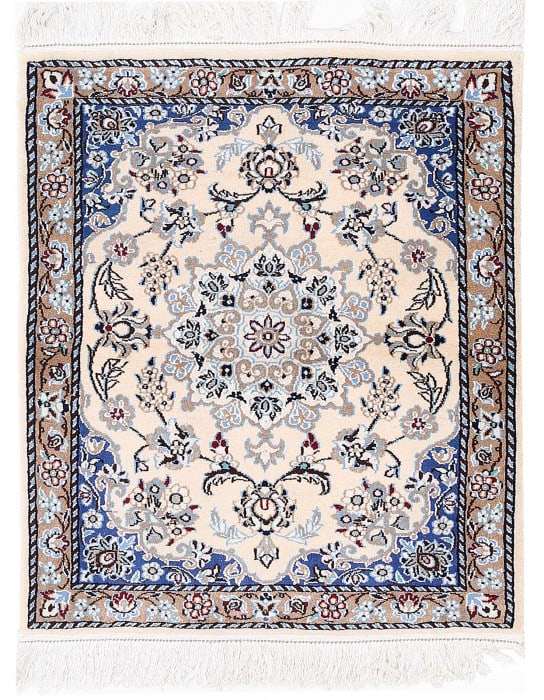 Ivory Fine Hand Knotted Persian Silk & wool Nain 2'4"X 3' (1 of 3)