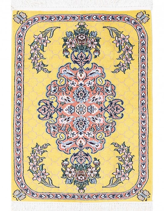 Yalow Fine Hand Knotted Persian Silk & wool Nain 2'X 3' (1 of 3)