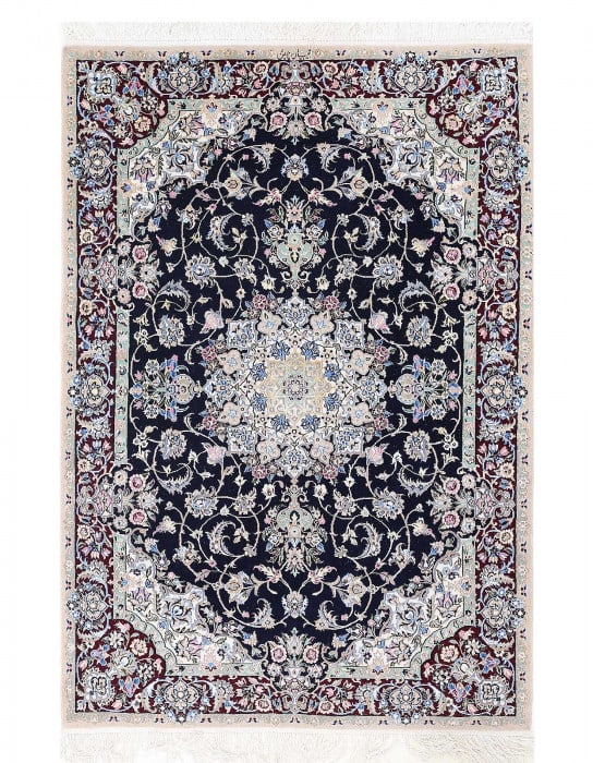 Navy Blue Persian Hand knotted Nain 3'7"X 5'3": Navy Blue Persian Hand knotted Nain 3'7"X 5'3" - NEW, Nain, Hand-Knotted, Wool & Silk, 300 -D13660- 862.This item is part of our fine auction collection which includes many fine home accessories inclu