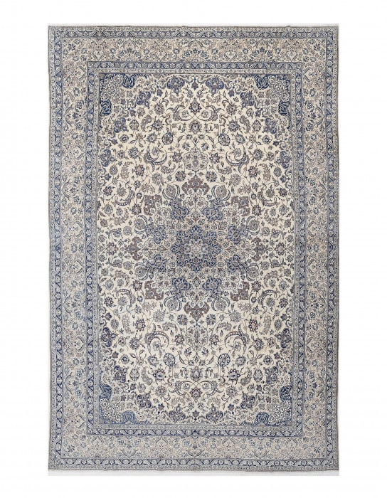 Ivory Persian Hand knotted SILK & WOOL Nain 12'5"X 18'11" (1 of 3)