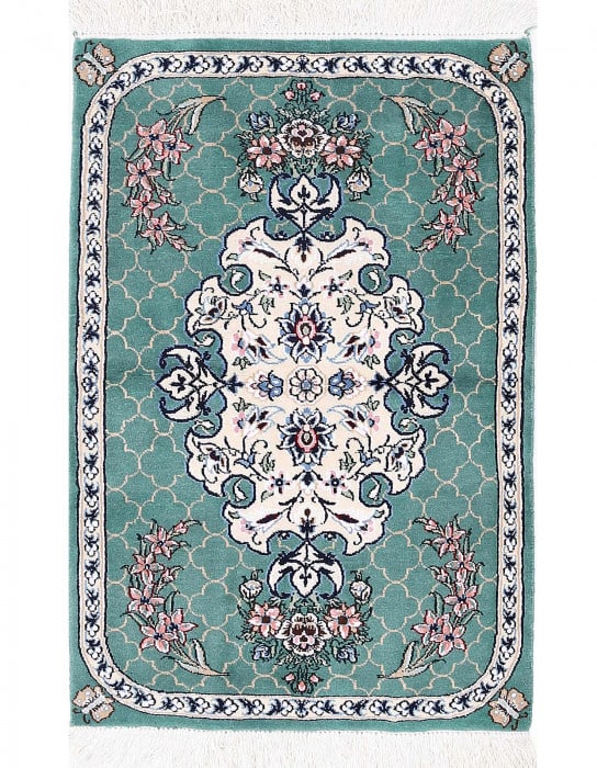 Fine Hand Knotted Persian Silk & wool Nain 2' X 3' (1 of 4)