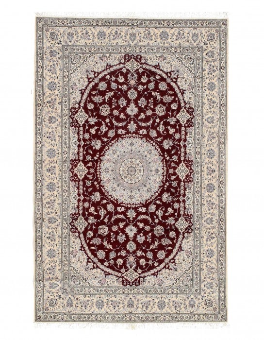 Red Persian Nain silk & wool 6 LA 6'8"x10'6": Red Persian Nain silk & wool 6 LA 6'8"x10'6" - New, Nain, Hand-Knotted, Wool & Silk, 300 -D09626- 862.This item is part of our fine auction collection which includes many fine home accessories includi