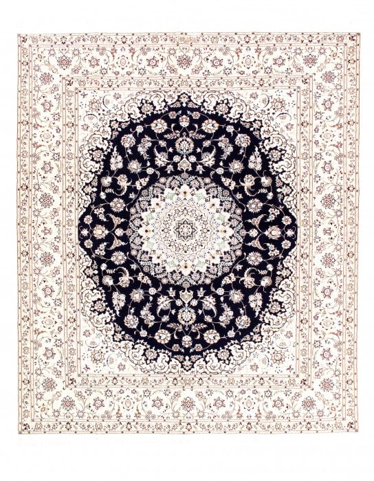 Navy Habibian Nain silk & wool 6L 6'x11''x8'.2'': Navy Habibian Nain silk & wool 6L 6'x11''x8'.2'' - New, Nain, Hand-Knotted, Wool & Silk, 300 -D08576- 862.This item is part of our fine auction collection which includes many fine home accessories inc