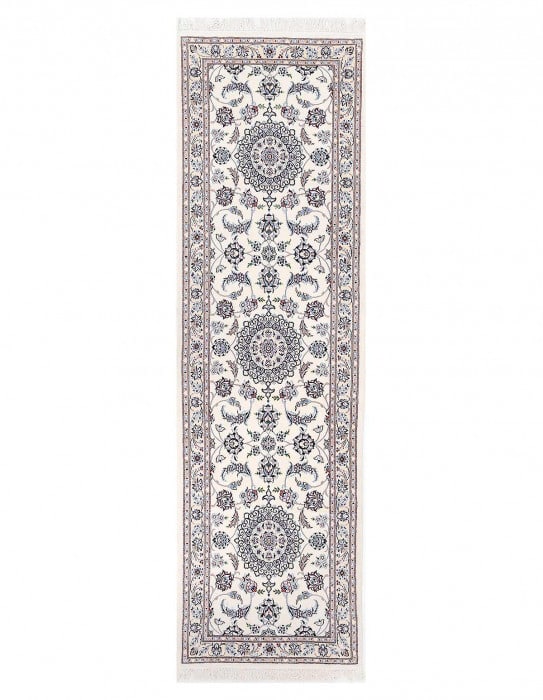 Ivory color Fine Hand knotted persian silk & wool Nain runner 2'7'' X 9'6'' (1 of 4)