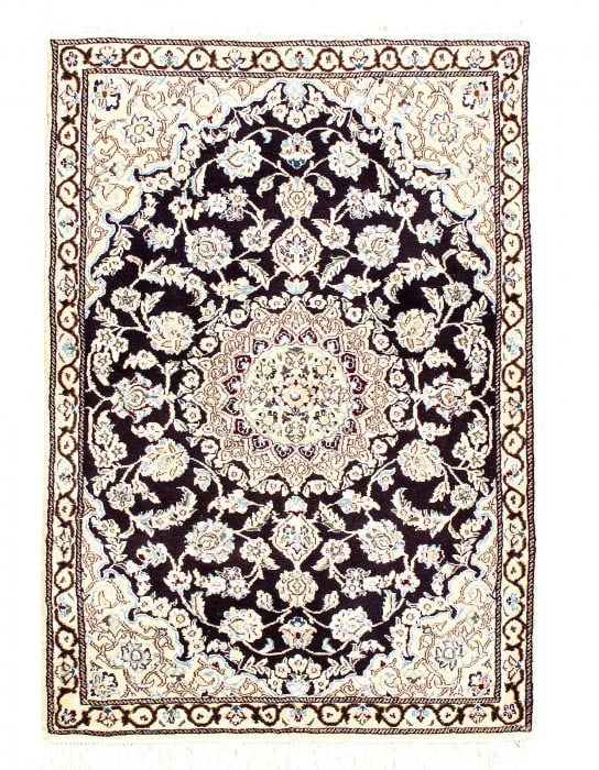 Fine Hand Knotted Silk & wool Persian Nain 2'11'' X 4'2'' (1 of 3)