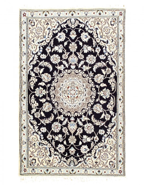 Fine Hand Knotted Silk & wool Persian Nain 2'11'' X 4'8'' (1 of 3)