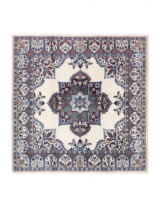 Fine Hand knotted Persian silk & wool Nain square 3'1'' X 3'2 (1 of 3)