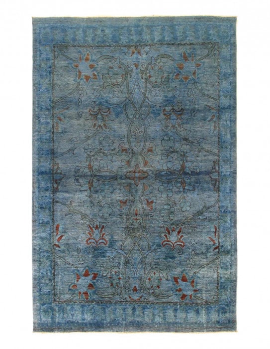 Overdyed Blue Hand Knotted Area Rug 5'6'' X 8'9'' (1 of 3)