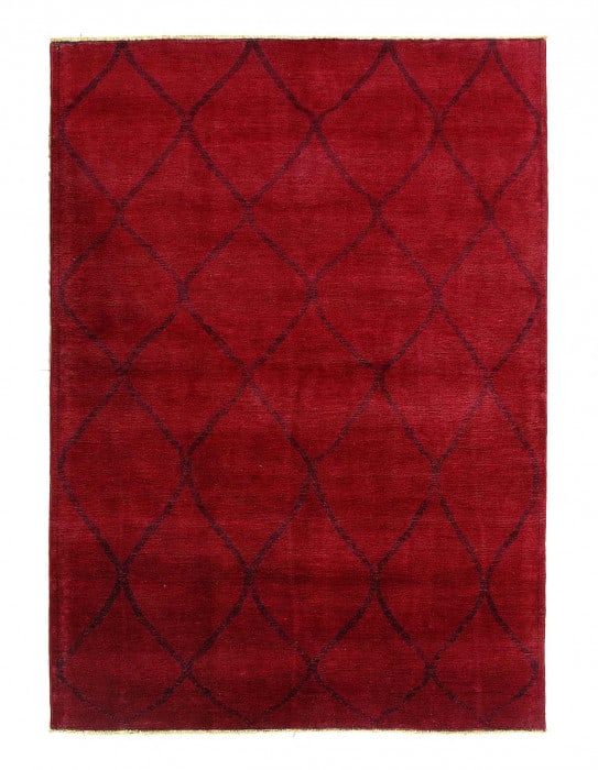 Red Color Fine Hand knotted overdyed modern rug 5'1'' X 7' (1 of 3)