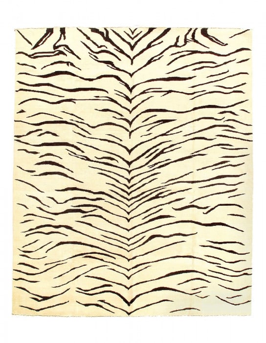 Zebra Skin Hand hand Knotted Black And White Rug 8'X 9'8" (1 of 3)