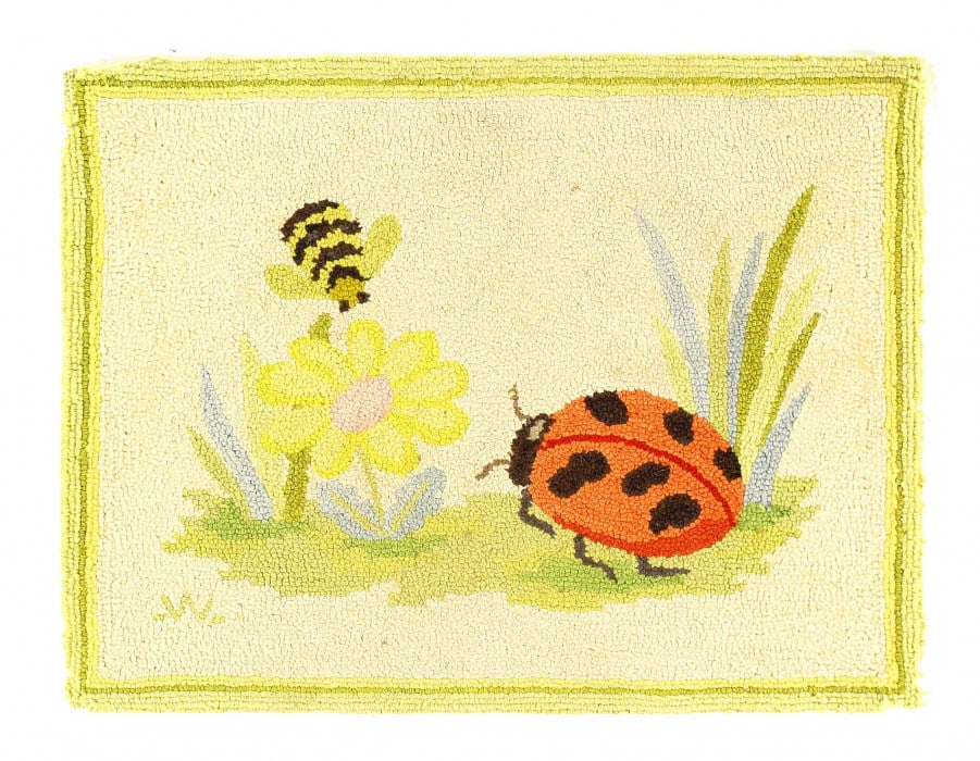 Hand knotted Antique hooked rug 2'X 2'6" (1 of 3)