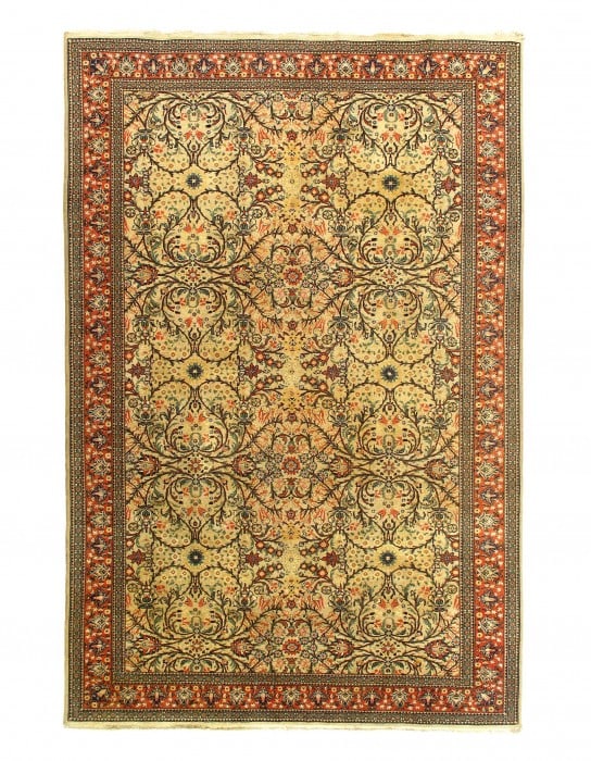 Beige Color Fine Hand Knotted Turkish Vintage Herke 6' X 9'3'' (1 of 9)