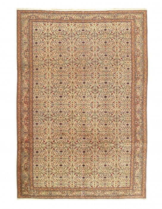 Ivory Turkish Herke 7'.8'' X 11'.2'': Ivory Turkish Herke 7'.8'' X 11'.2'' - circa 1960, Hereke, Hand-Knotted, Lamb's Wool, 300 -D07358- 862.This item is part of our fine auction collection which includes many fine home accessories includ