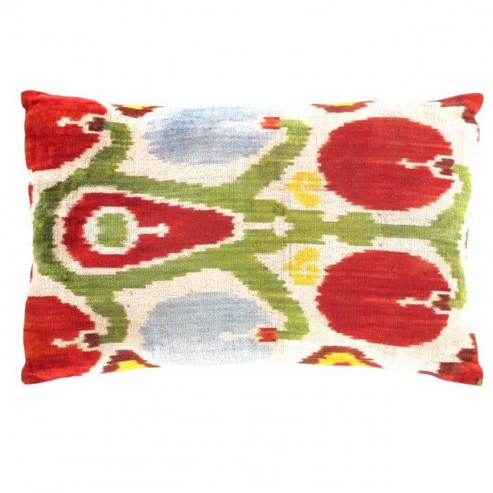 Turkish Rose colors velvet Silk Ikat pillow 16'' X 24'' (1 of 3)