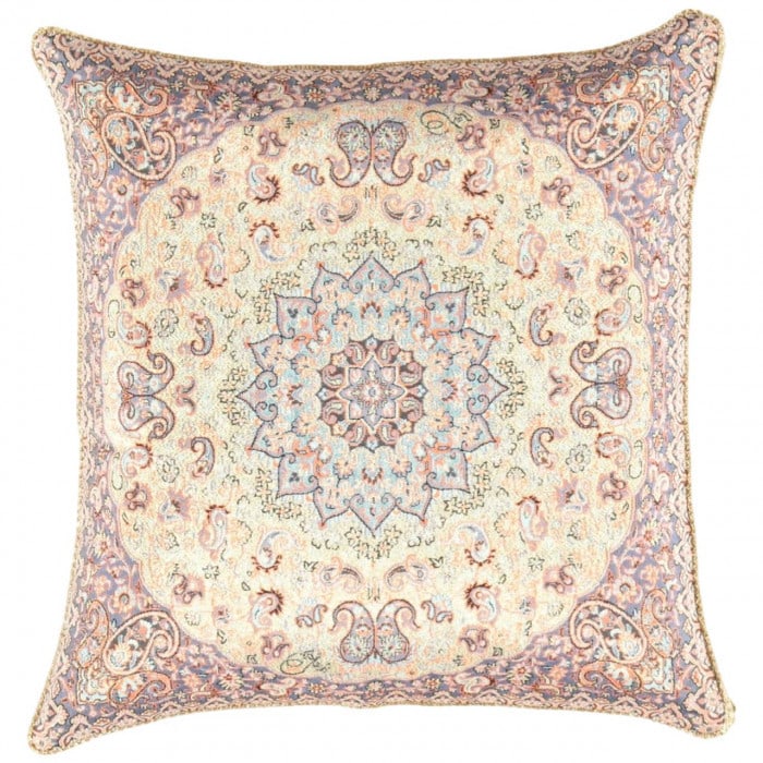 Persian Silk Termeh Tapestry Pillow 20'': Persian Silk Termeh Tapestry Pillow 20'' - New, Isfahan, Handmade , Wool & Silk, 300 -IRT 41 M- 862.This item is part of our fine auction collection which includes many fine home accessories including