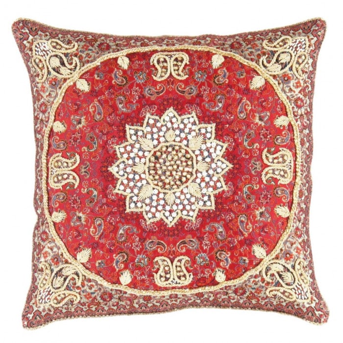 Red color Diamond Persian Silk Termeh 16'': Red color Diamond Persian Silk Termeh 16'' - New, Isfahan, Hand-made, Velvet Silk, 300 -IRT 69- 862.This item is part of our fine auction collection which includes many fine home accessories including