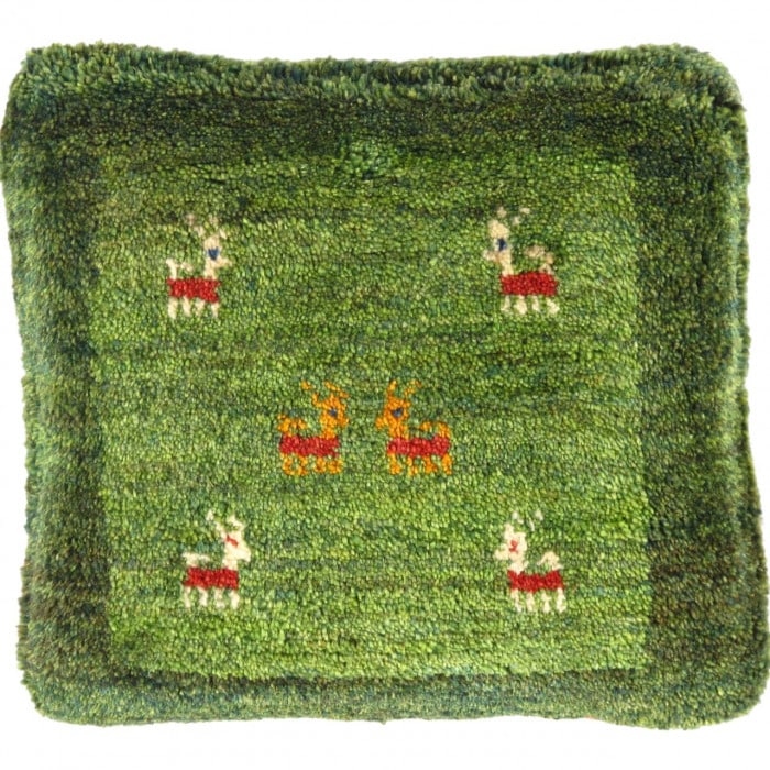 Fine Hand knotted Gabbeh pillow 16"X 16": Fine Hand knotted Gabbeh pillow 16"X 16" - NEW, Gabbeh, Hand-Knotted, Lamb's Wool, 300 -PG 229- 862.This item is part of our fine auction collection which includes many fine home accessories including