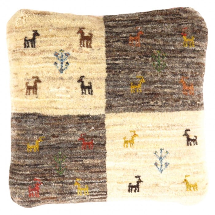 Fine Hand knotted Gabbeh pillow 15" X 15" (1 of 2)