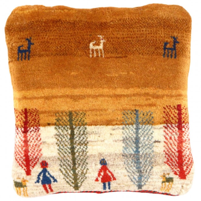 Fine Hand knotted Gabbeh pillow 15"X 16" (1 of 2)