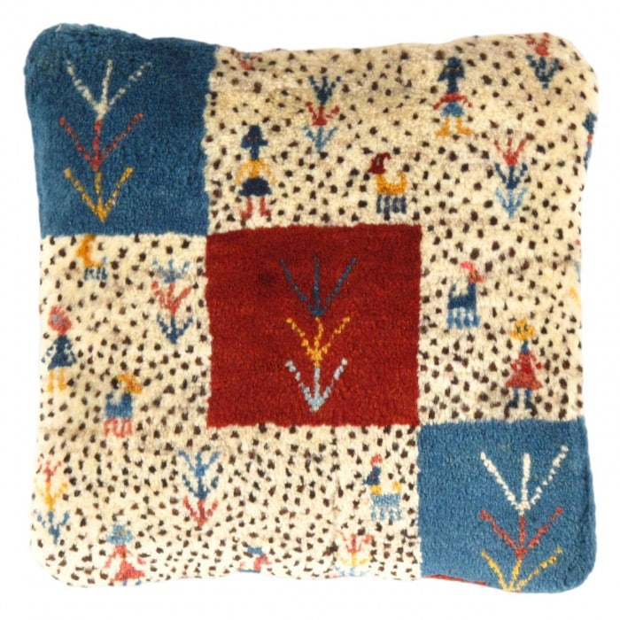 Fine Hand knotted Gabbeh pillow 15"X 15" (1 of 2)