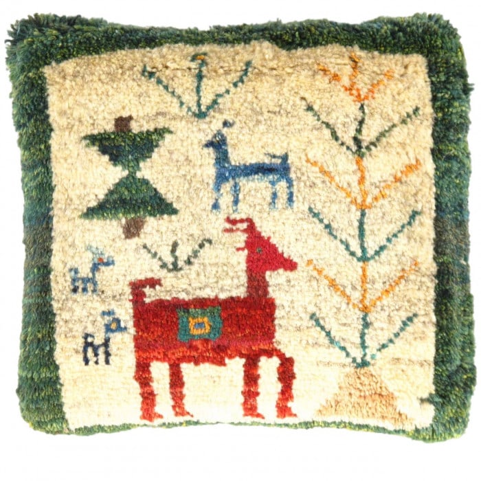 Fine Hand knotted Gabbeh pillow 15"X 15" (1 of 2)