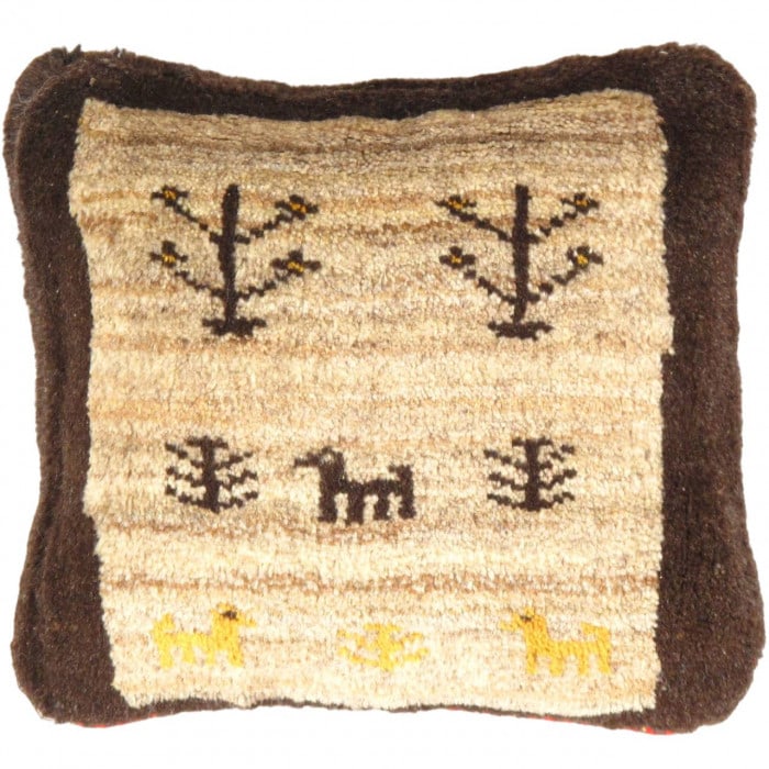 Fine Hand knotted Gabbeh pillow 14"X 15": Fine Hand knotted Gabbeh pillow 14"X 15" - N/A, Gabbeh, Hand-Woven, Lamb's Wool, 300 -PG 368- 862.This item is part of our fine auction collection which includes many fine home accessories including a