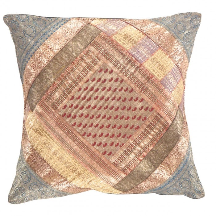 Vintage Sari silk Square Pillow Case 16 " (1 of 2)