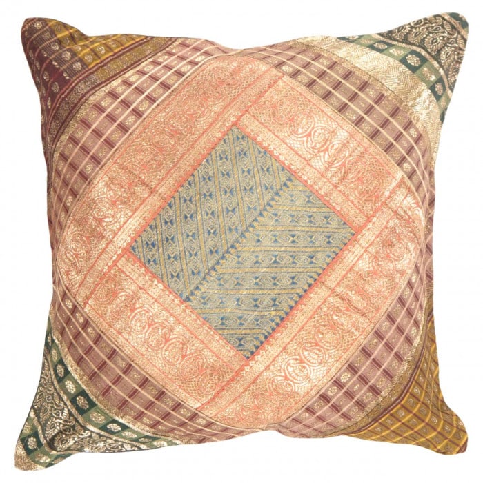 Vintage Sari silk Square Pillow Case 16 ": Vintage Sari silk Square Pillow Case 16 " - N/A, Traditional, Hand-Woven, sari Silk, 300 -PSS 191- 862.This item is part of our fine auction collection which includes many fine home accessories includ