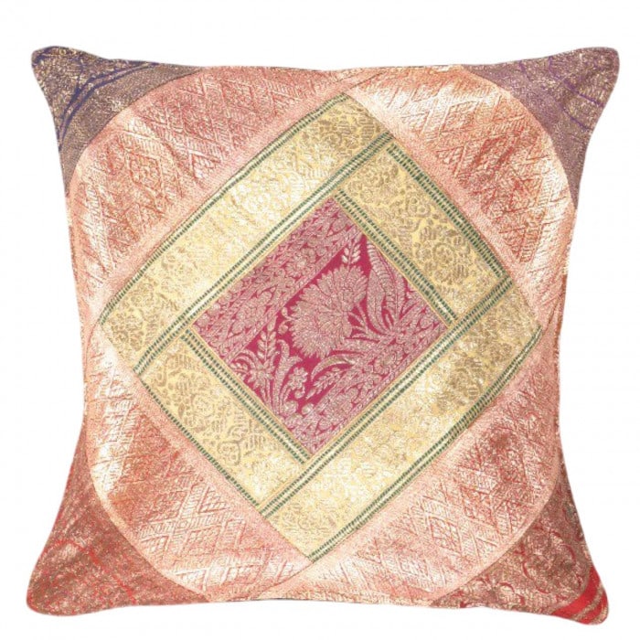 Vintage Sari silk Square Pillow Case 16 " (1 of 2)