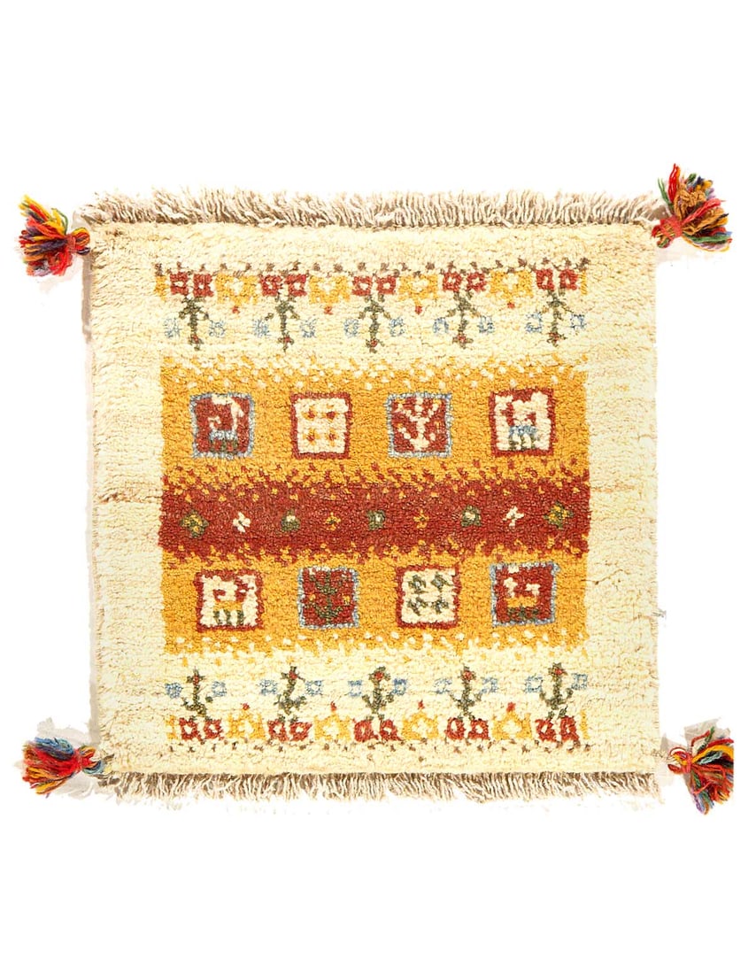 Fine Hand knotted Persian Gabbeh 1'4"X 1'4": Fine Hand knotted Persian Gabbeh 1'4"X 1'4" - NEW, Gabbeh, Hand-Knotted, Lamb's Wool, 300 -D09728- 862.This item is part of our fine auction collection which includes many fine home accessories includ