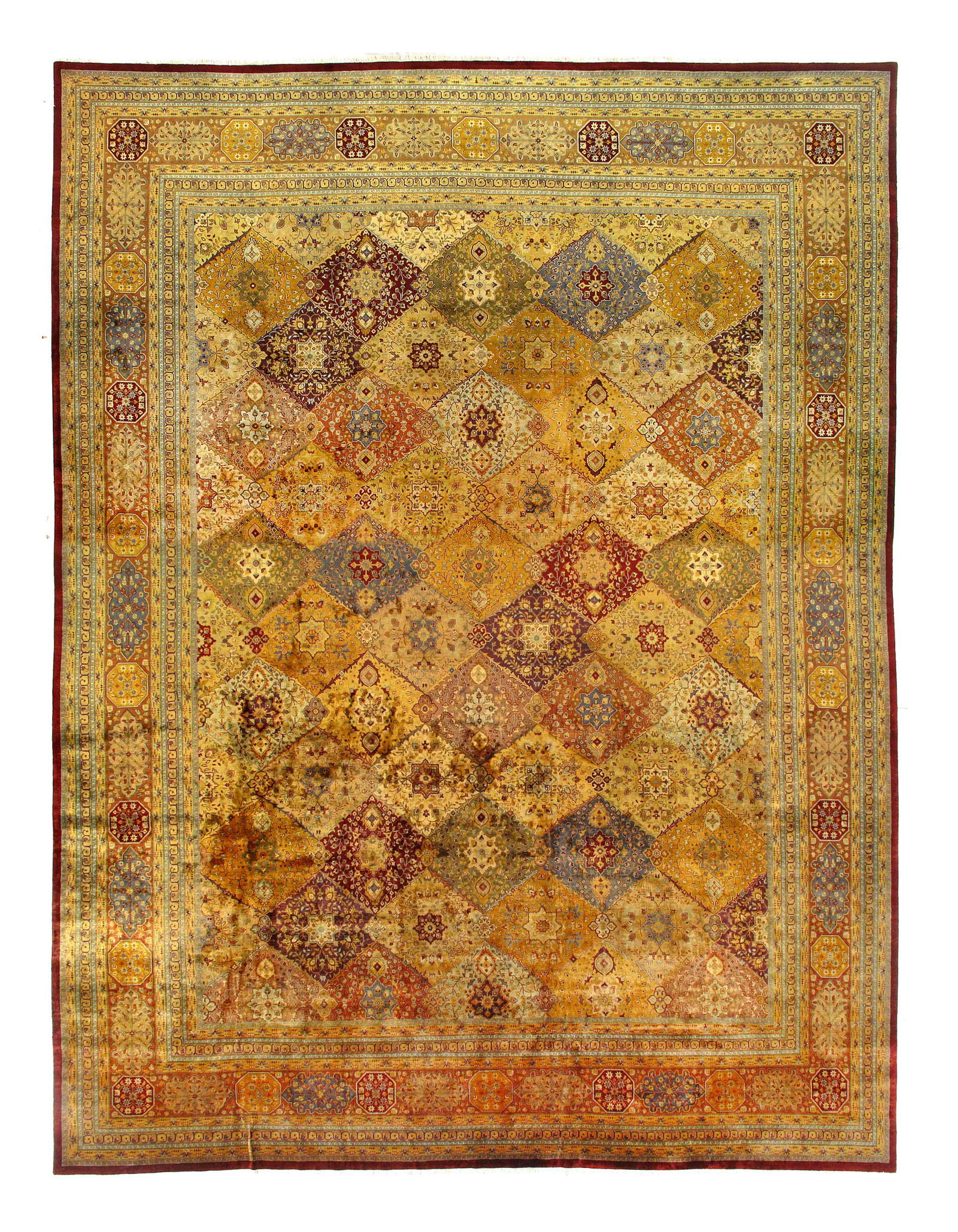 Genuine Fine Tabriz Design Lamb's Wool Rug 11'8"X 15'1": Genuine Fine Tabriz Design Lamb's Wool Rug 11'8"X 15'1" - CIRCA 2010, Tabriz, Hand-Knotted, Lamb's Wool, 300 -D15355- 862.This item is part of our fine auction collection which includes many fine home