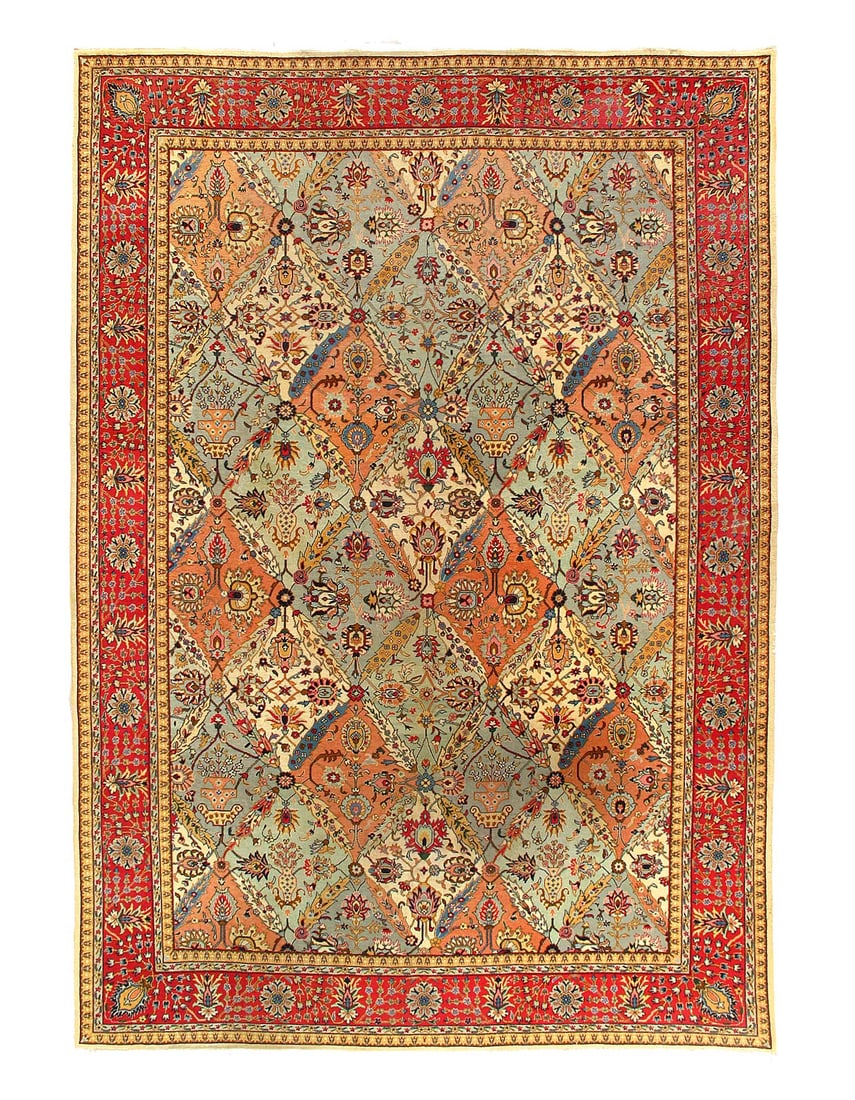 Antique Garden Design Persian Tabriz Rug 8'1"X 11'6": Antique Garden Design Persian Tabriz Rug 8'1"X 11'6" - CIRCA 1920, Tabriz, Hand-Knotted, Lamb's Wool, 300 -D15356- 862.This item is part of our fine auction collection which includes many fine home ac